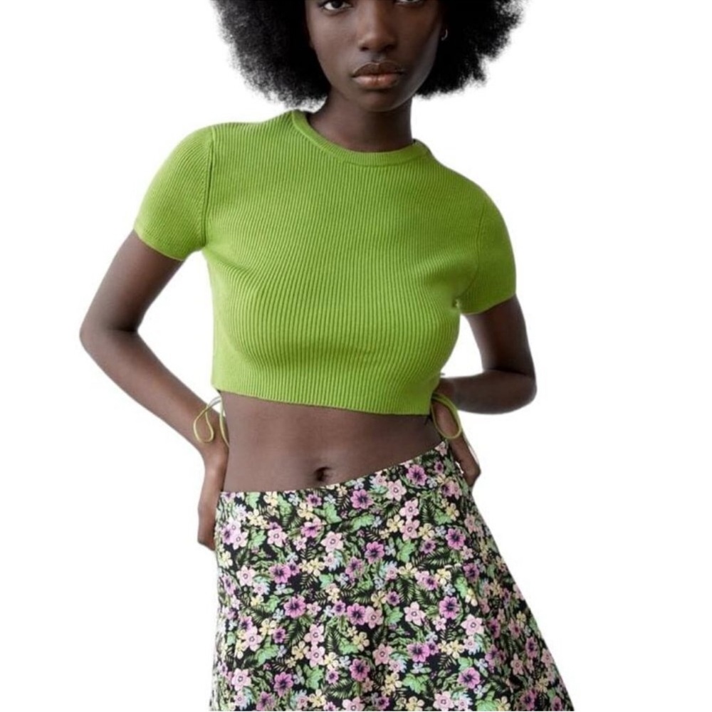NWOT ZARA Floral Skort Black Multicolor Ruffle Mini Skort